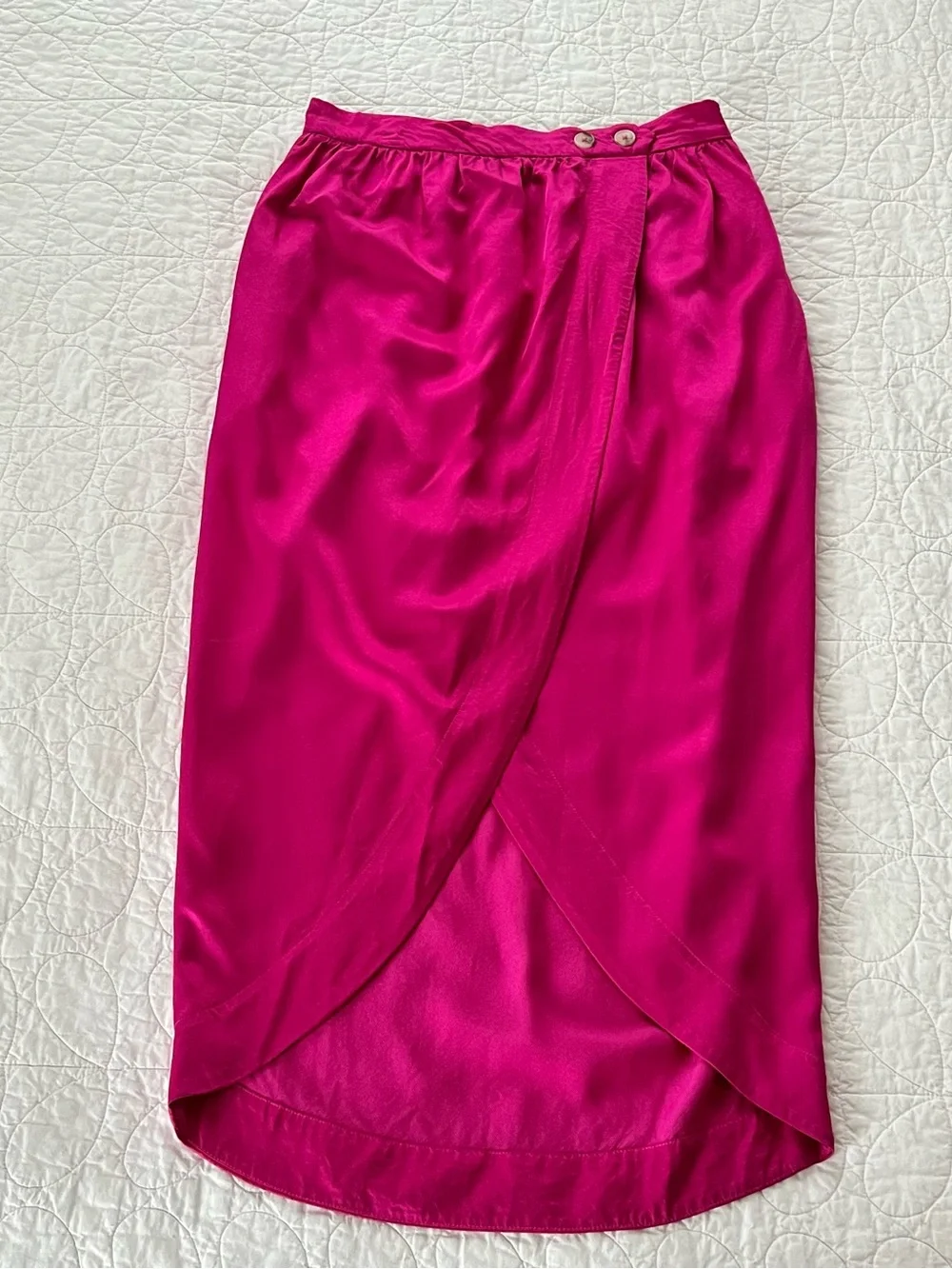 Maeve Bright Pink Satin Tulip Wrap Skirt Barbiecore Y2Kstyle Vibrant Joyful